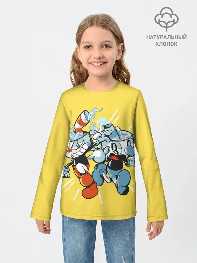 Детский лонгслив с принтом «Cuphead bros»