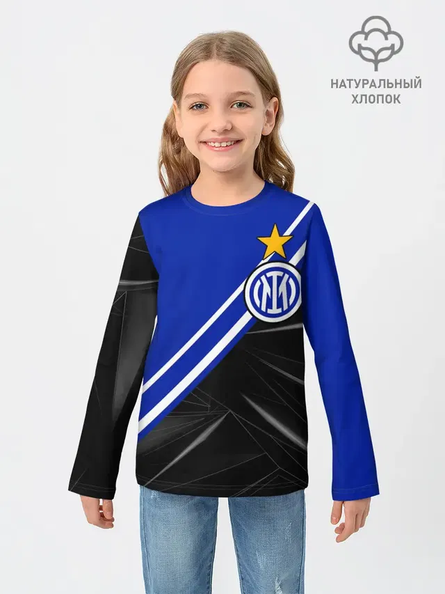 Детский лонгслив с принтом «Geometric pattern — INTER MILAN»