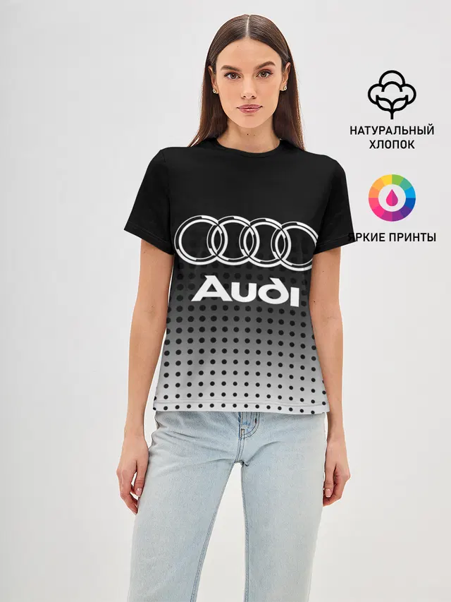 Женская базовая футболка с принтом «Audi»