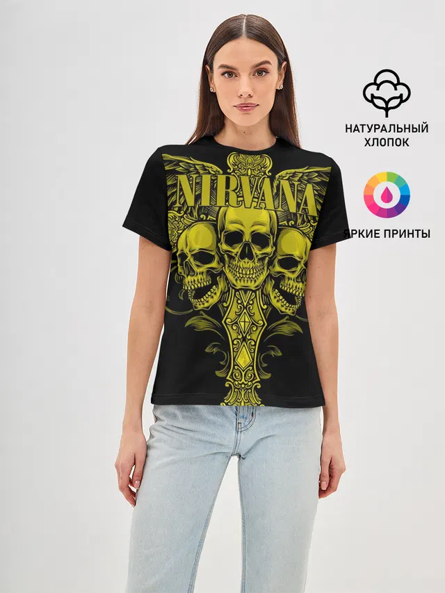 Женская базовая футболка с принтом «Skull»