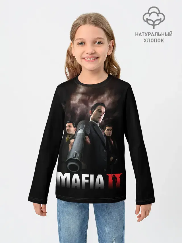 Детский лонгслив с принтом «Mafia — Мафиозное братство»