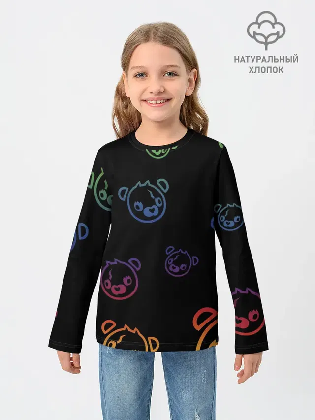Детский лонгслив с принтом «Фортнайт — Colorful Bear»