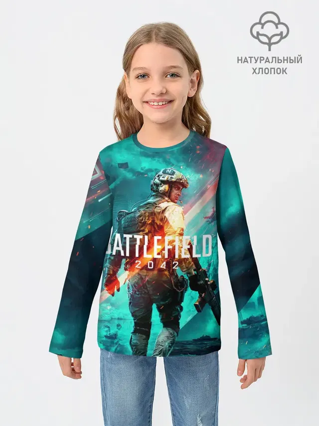 Детский лонгслив с принтом «BATTLEFIELD — Battlefield 2042»
