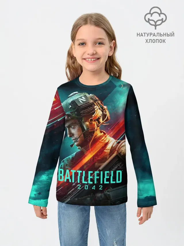 Детский лонгслив с принтом «Battlefield 2042 Soldier»