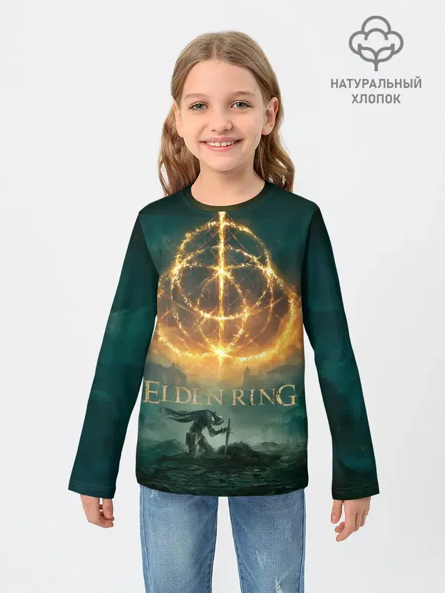 Детский лонгслив с принтом «Разные игры — Elden Ring key art»