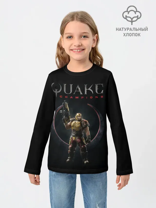 Детский лонгслив с принтом «Quake — Десантник червоточины»