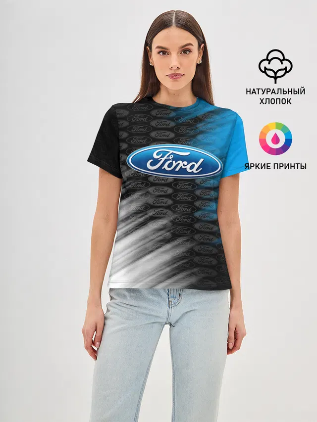 Женская базовая футболка с принтом «Ford»