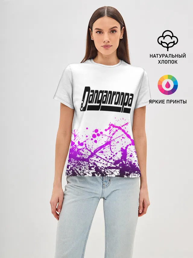 Женская базовая футболка с принтом «Danganronpa — Danganronpa purple»