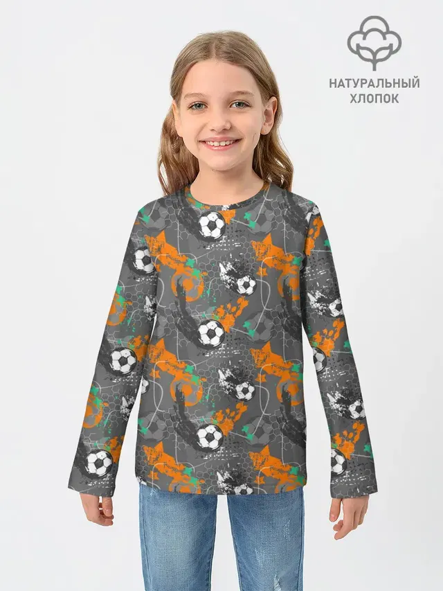 Детский лонгслив с принтом «Soccer ball icon — Football»