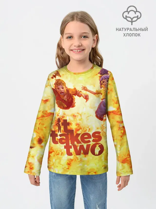 Детский лонгслив с принтом «It takes two»