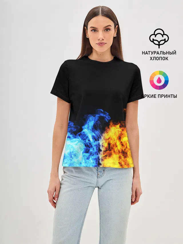 Женская базовая футболка с принтом «Fire — БИТВА ОГНЕЙ»