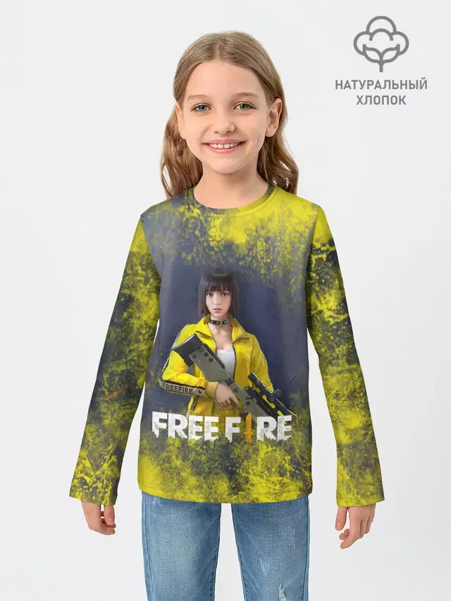 Детский лонгслив с принтом «Garena Freefire Батлграунд — БАТЛГРАУНД»