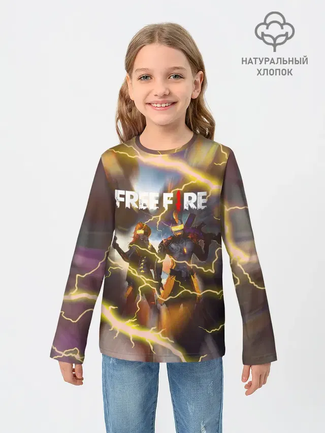 Детский лонгслив с принтом «Garena Free Fire — FREEFIRE — ФРИФАЕР»