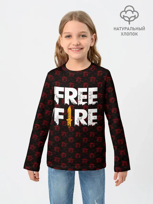 Детский лонгслив с принтом «Freefire Pattern Garena»