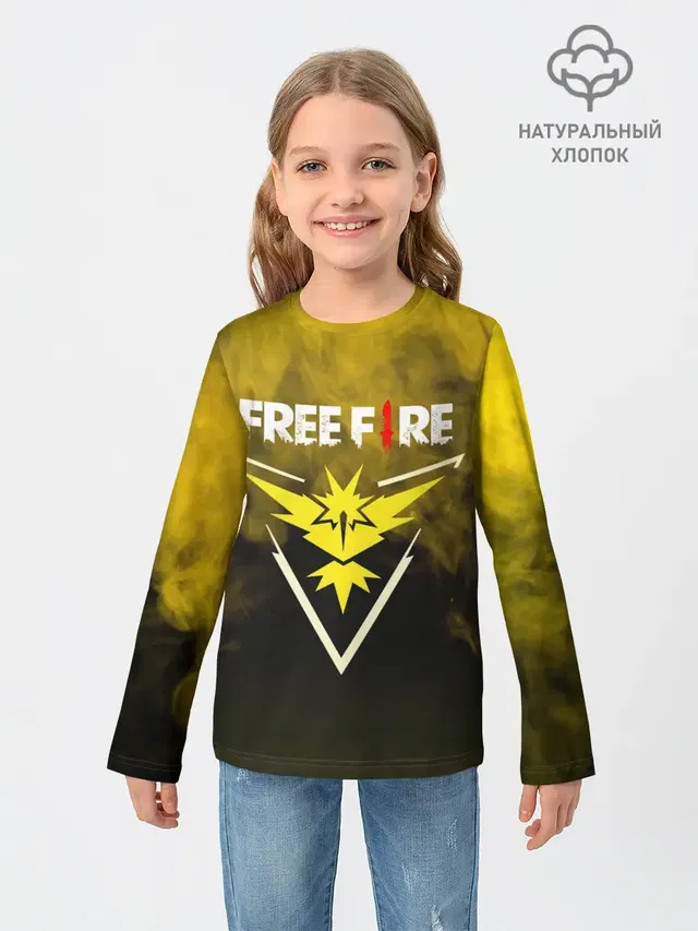 Детский лонгслив с принтом «Freefire Yellow Smoke»