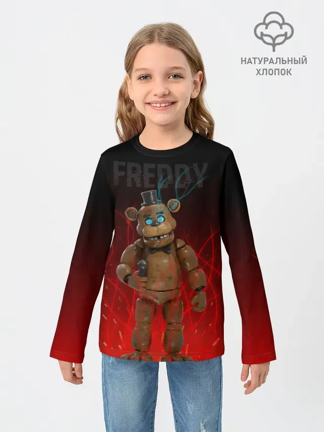 Детский лонгслив с принтом «Five Nights At Freddy\s — FNAF FREDDY»