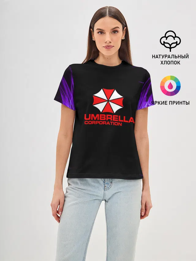 Женская базовая футболка с принтом «Umbrella logo»