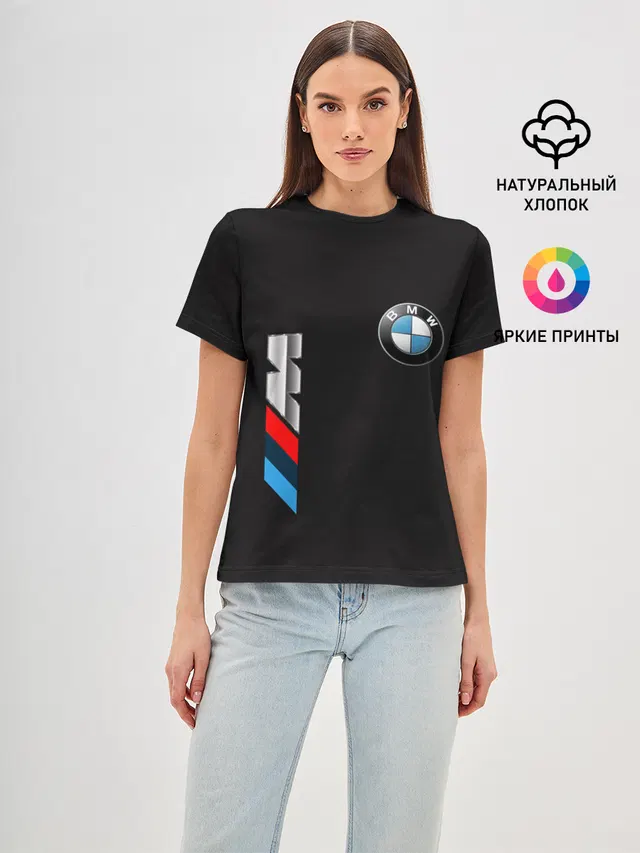 Женская базовая футболка с принтом «BMW»