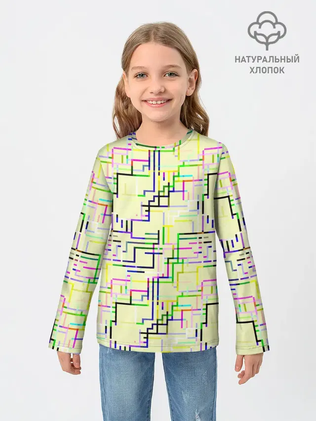 Детский лонгслив с принтом «Геометрия — Geometric Color»