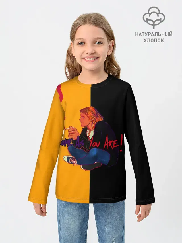 Детский лонгслив с принтом «Kurt Cobain — Come as you are»