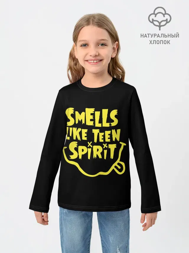 Детский лонгслив с принтом «Smells like teen spirit»