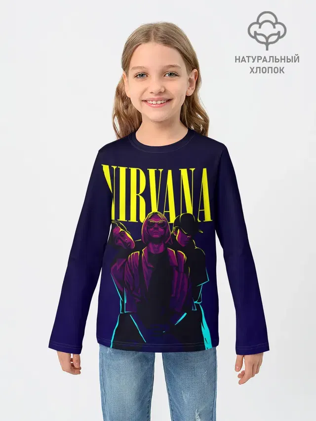 Детский лонгслив с принтом «Nirvana Neon»