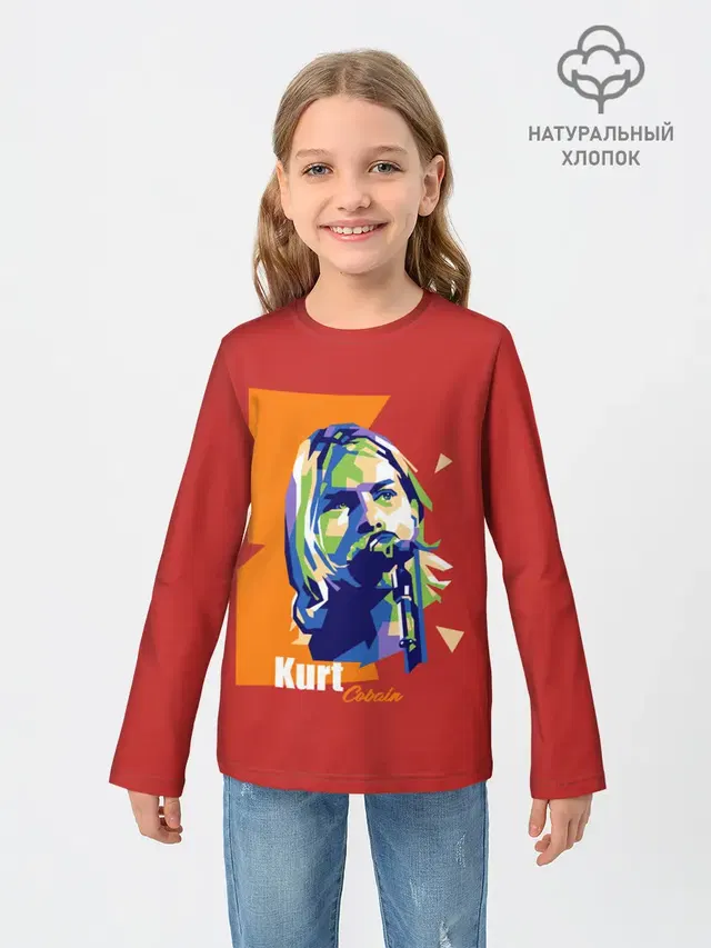 Детский лонгслив с принтом «Kurt Cobain»
