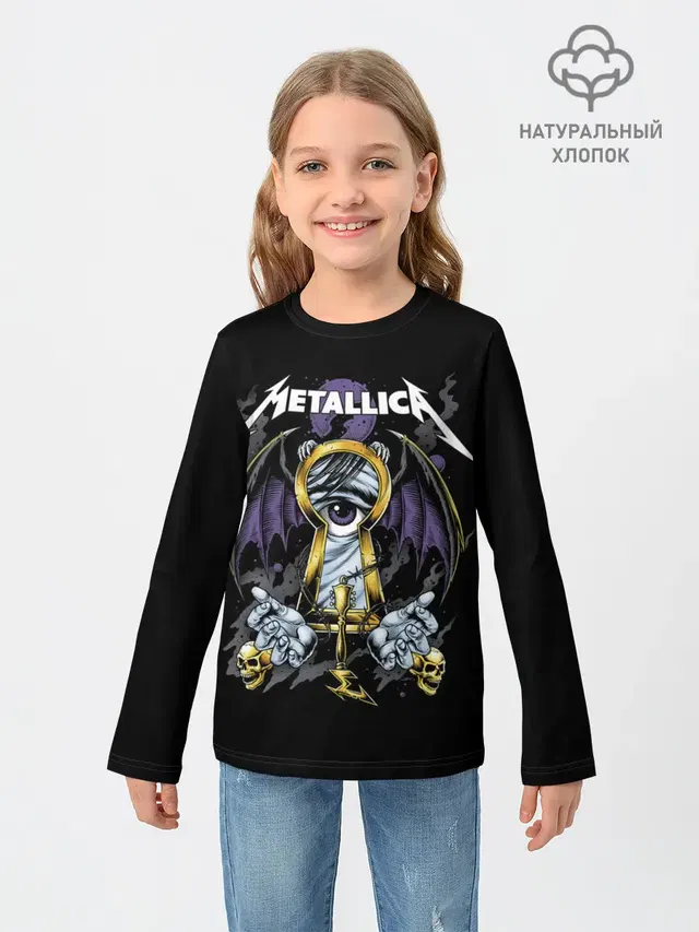 Детский лонгслив с принтом «Metallica — Взгляд сквозь замок»