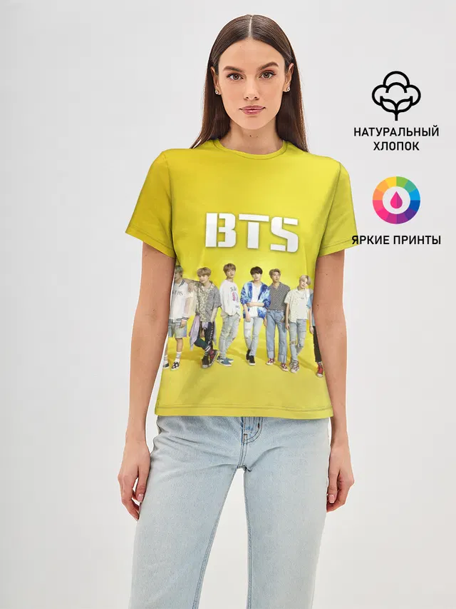 Женская базовая футболка с принтом «BTS»