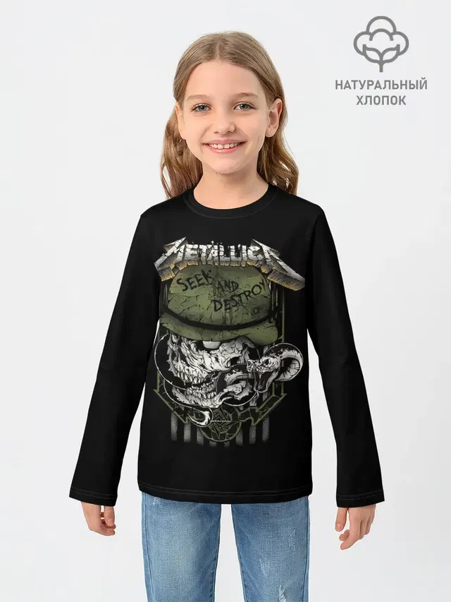 Детский лонгслив с принтом «Metallica — Сик энд Дестрой»