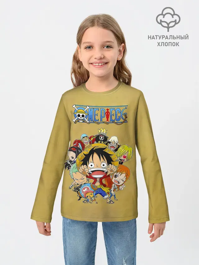Детский лонгслив с принтом «Ван Пис — Персонажи One Piece. Большой куш»