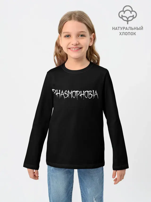 Детский лонгслив с принтом «Phasmophobia logo»