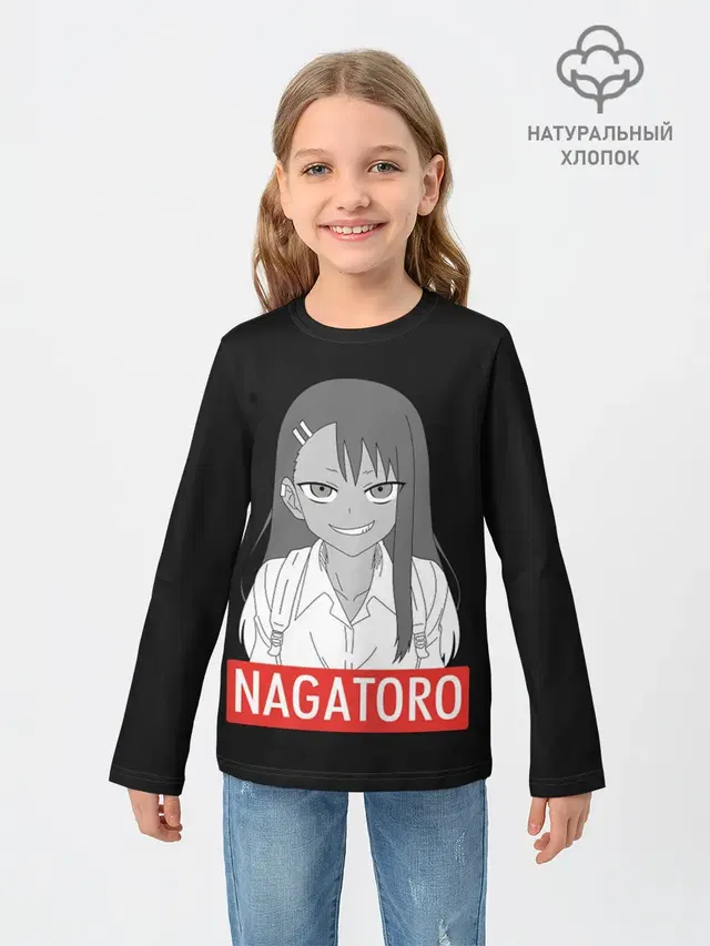 Детский лонгслив с принтом «Не издевайся надо мной, Нагаторо — Miss Nagatoro»