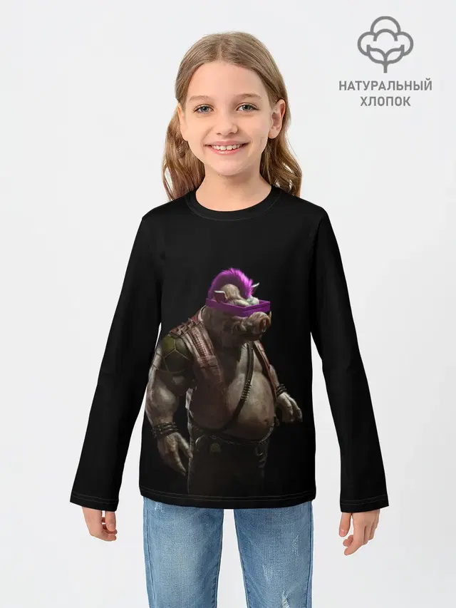 Детский лонгслив с принтом «Черепашки-ниндзя — Бибоп — Ninja Turtles»