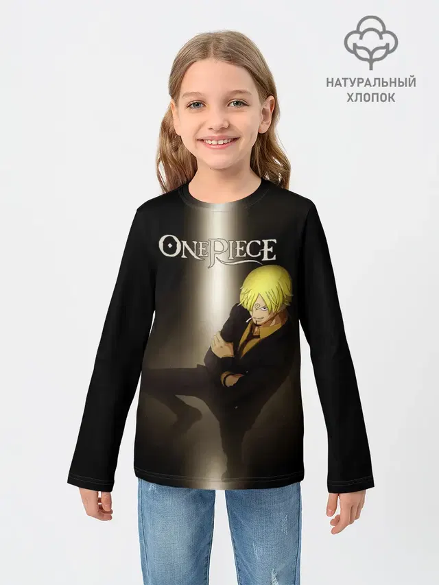 Детский лонгслив с принтом «Ван Пис — Винсмок Санджи — One Piece. Большой куш»