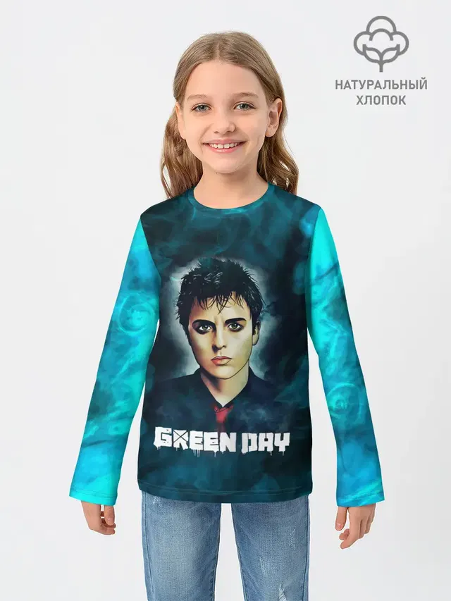 Детский лонгслив с принтом «Green Day — Billie — ГринДай»