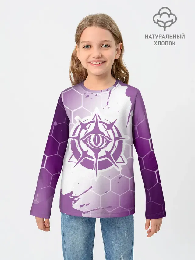 Детский лонгслив с принтом «Разные игры — New World - Ковенанты - Краска»