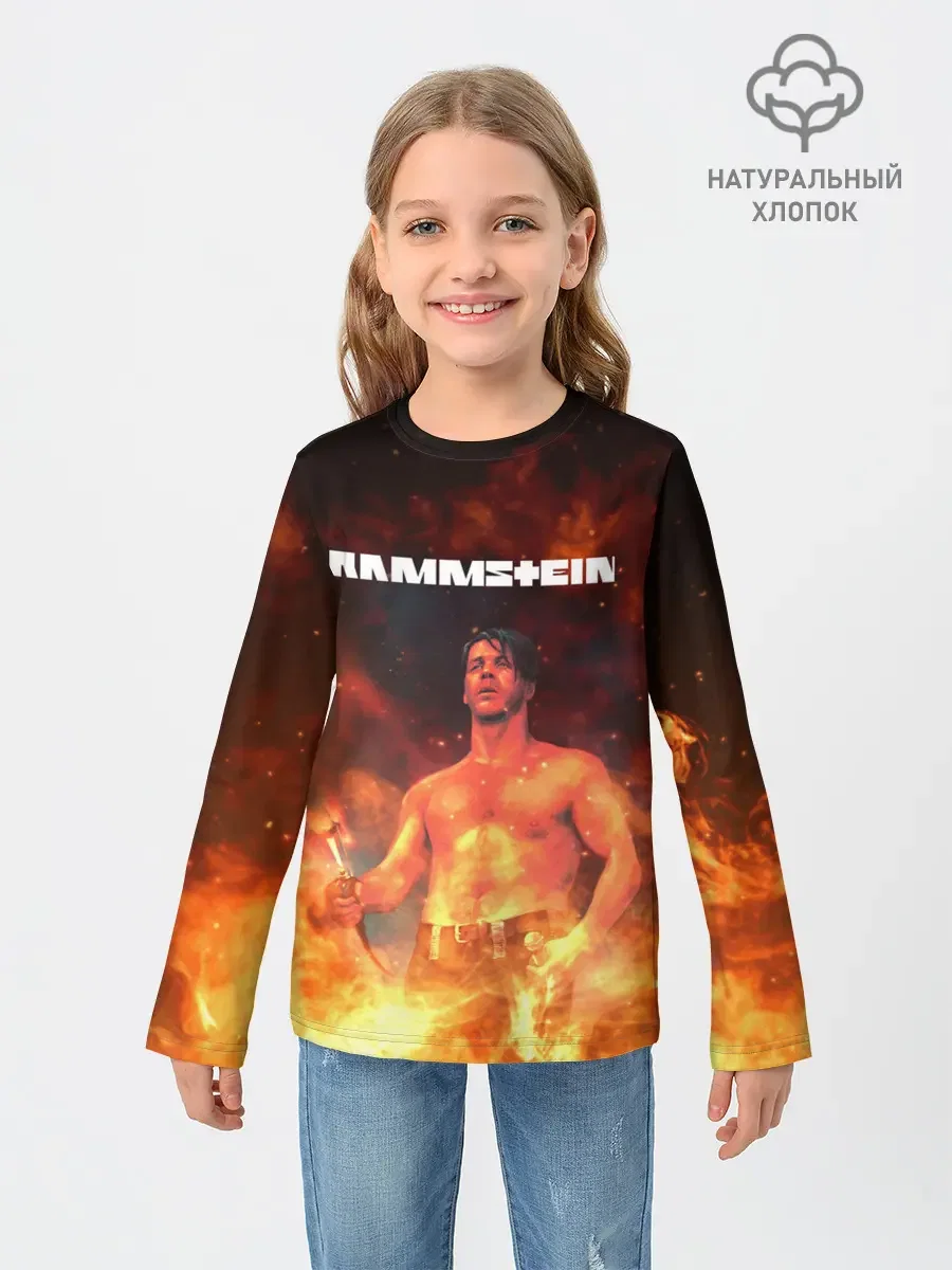 Детский лонгслив с принтом «Rammstein», вид спереди