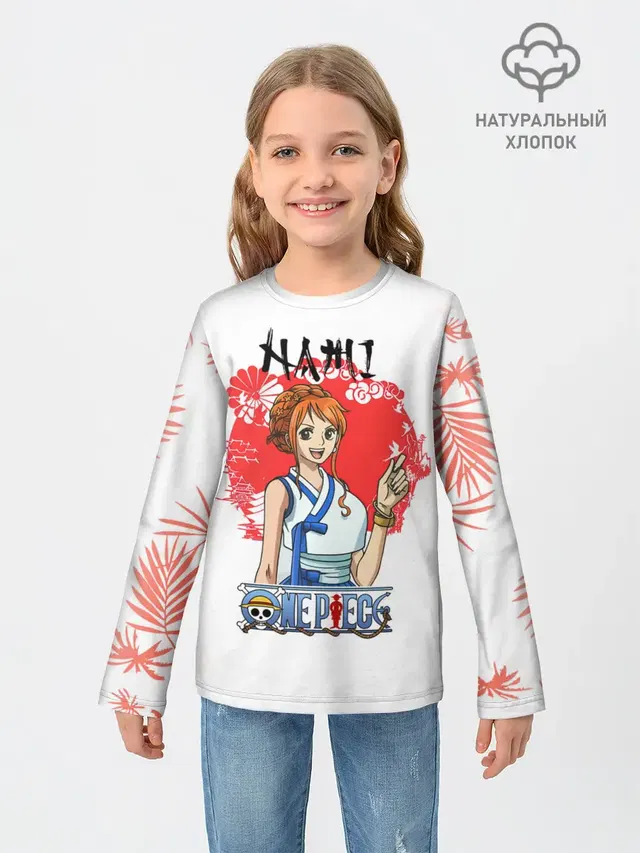 Детский лонгслив с принтом «Ван Пис — Нами One Piece. Большой куш»