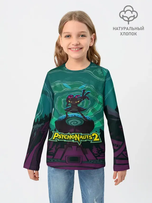 Детский лонгслив с принтом «Разные игры — PsychoNauts 2 Рас»