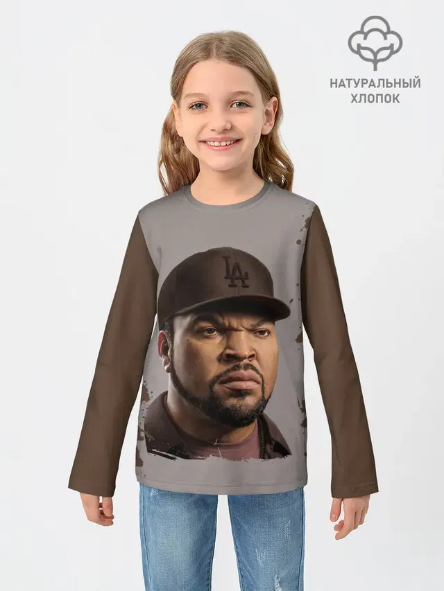 Детский лонгслив с принтом «Ice Cube — Айс Куб»