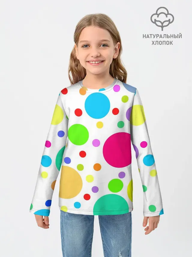 Детский лонгслив с принтом «Polka dot»