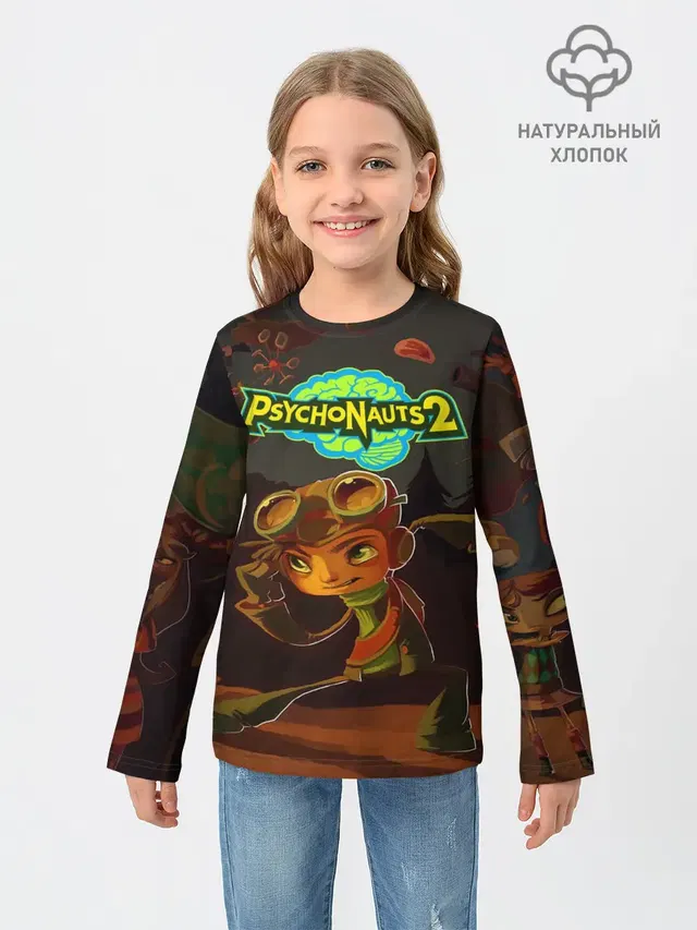 Детский лонгслив с принтом «PsychoNauts 2 Распутин»