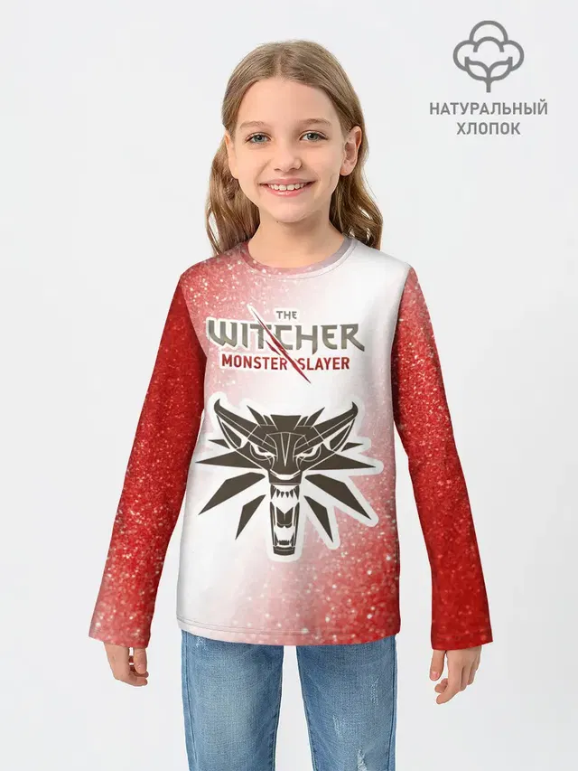Детский лонгслив с принтом «Glitter — The Witcher Monster Slayer - Noise»