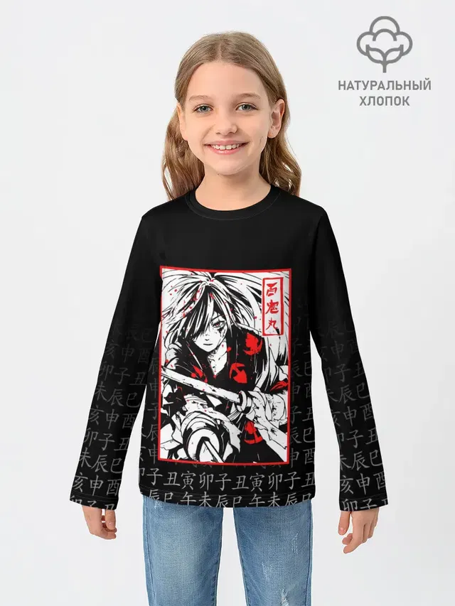 Детский лонгслив с принтом «Дороро Dororo Хяккимару — DORORO — ХЯККИМАРУ»