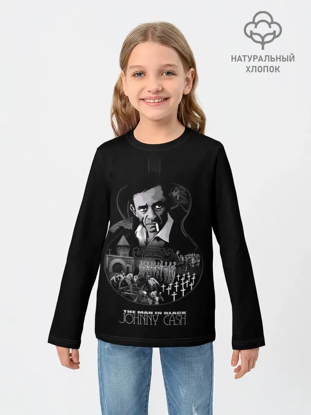Детский лонгслив с принтом «JOHNNY CASH»