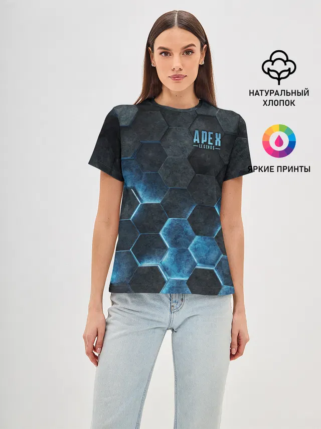 Женская базовая футболка с принтом «Hexagon»