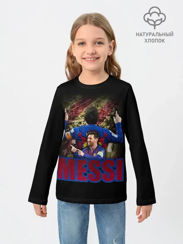 Детский лонгслив с принтом «Барселона — МЕССИ — MESSI»