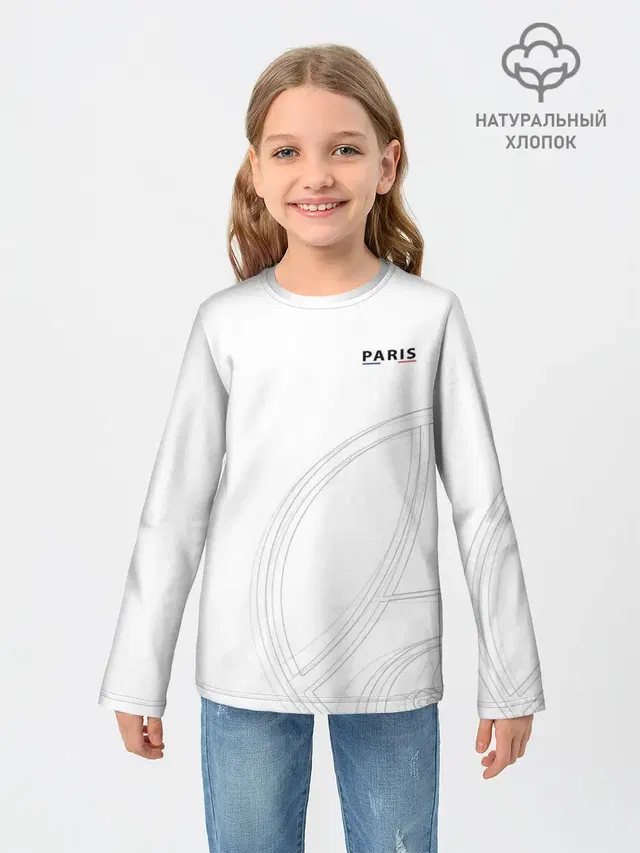 Детский лонгслив с принтом «ПСЖ — Core Big Logo White»
