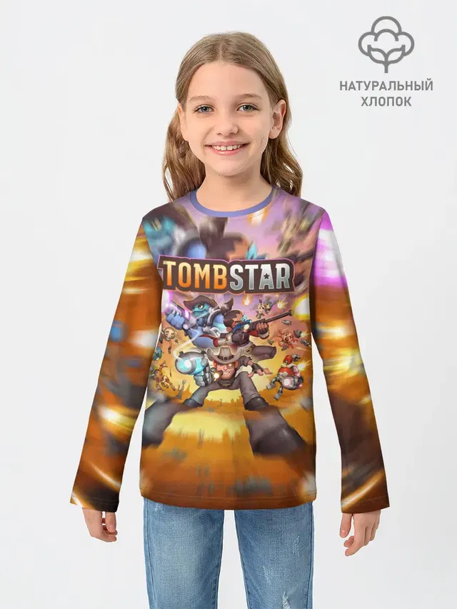 Детский лонгслив с принтом «TombStar ТомбСтар»